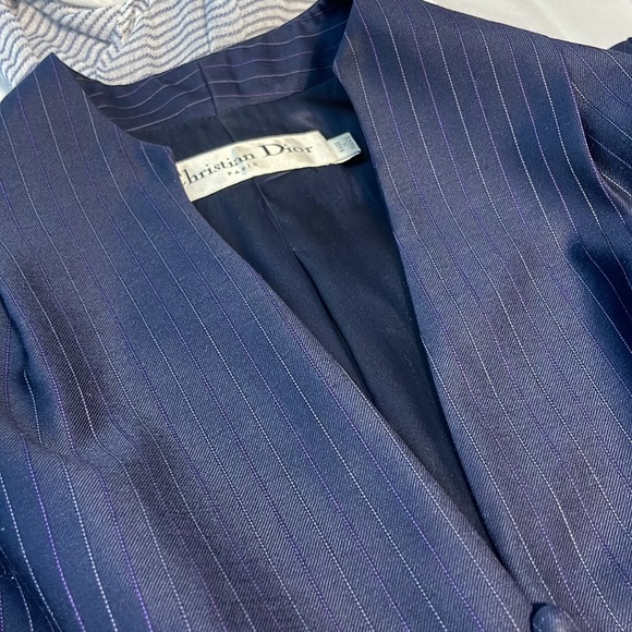 Christian Dior Paris short sleeve pinstripe blazer top - Picture 6 of 12